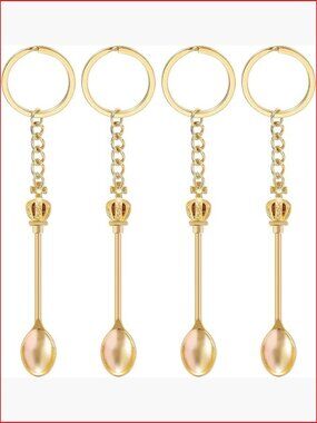 4 Metal Mini Spoon Keychains - Tiny Spoons for Powder Spices Pendant Keychain